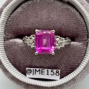 10K Emerald Cut Pink Sapphire Ring
